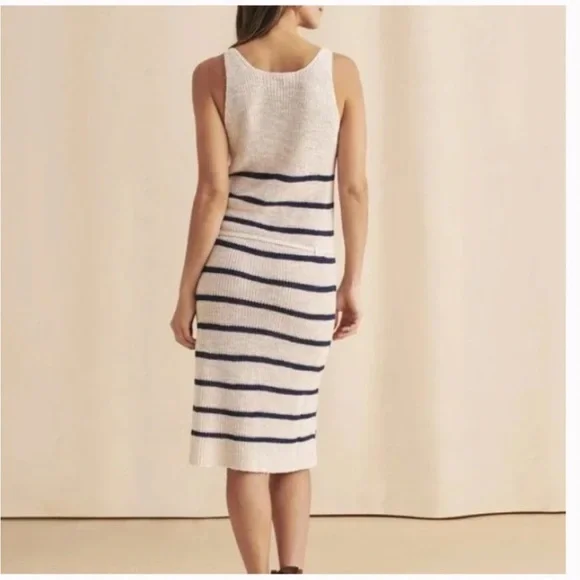 Faherty Brand Out East Sweater Dress Wharf Stripe Linen/Organic Cotton $258 NWT